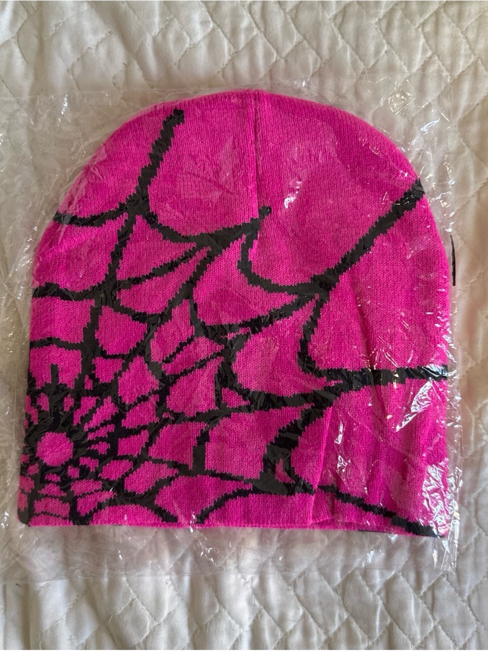 Spider Web Pink Beanie